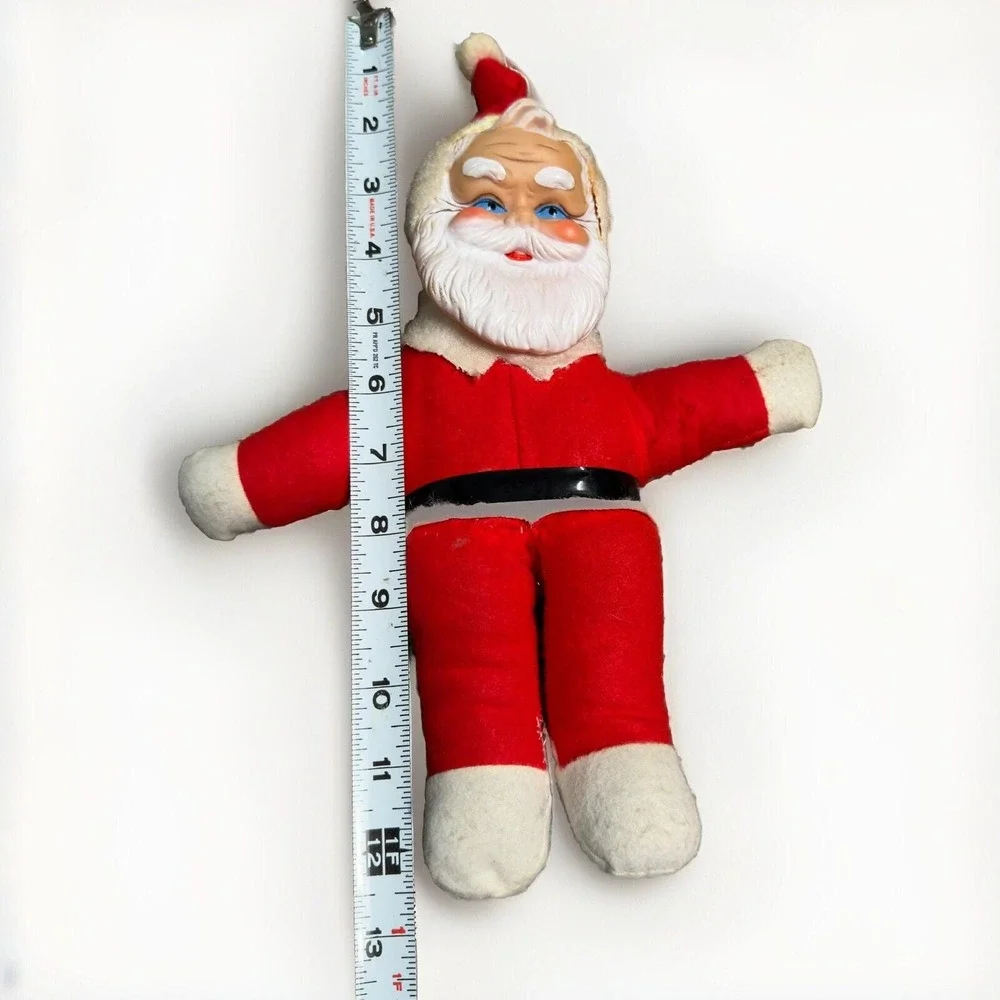 Vintage 13 inch Rubber Face Santa Claus Stuffed Body